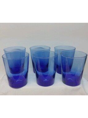 Vtg Libbey cobalt Blue Mediterranean Set of 6 Tumbler Glasses  New
